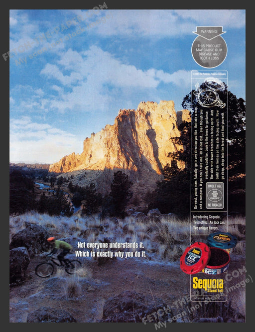 2001 Print Advertisement Sequoia Stand Tall Chewing Tobacco Desert Trail Biking.