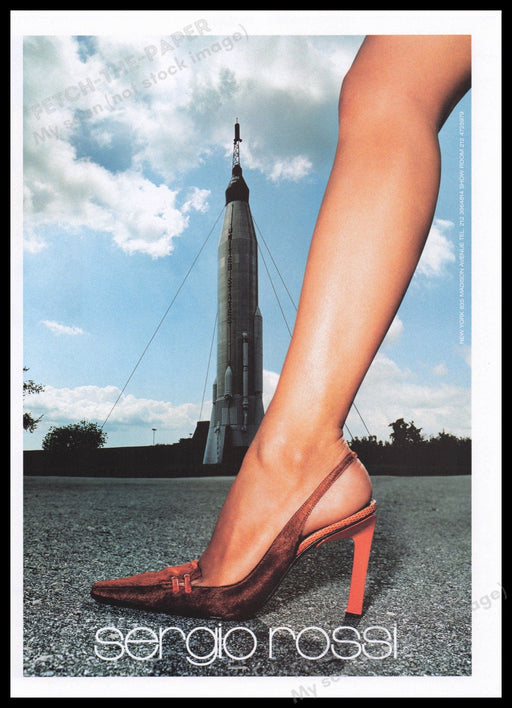Sergio Rossi Shoes 1990s Print Advertisement Ad 1999 Legs Rocket Background Fetch the Paper!