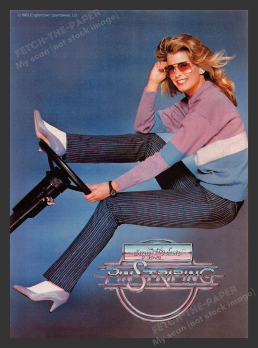 Sergio Valente Jeans Pin Striping Legs 1980s Print Advertisement Ad 1983 Fetch the Paper!