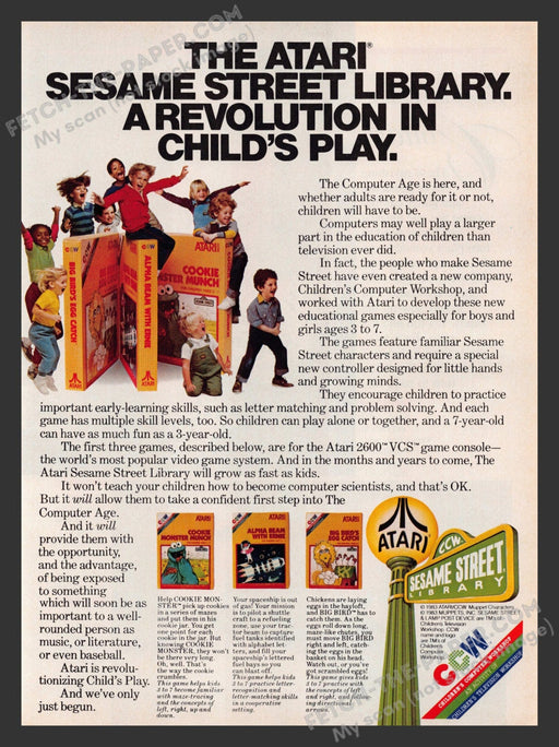 1983 Print Advertisement Sesame Street Library Computer Workshop Toys Ad.