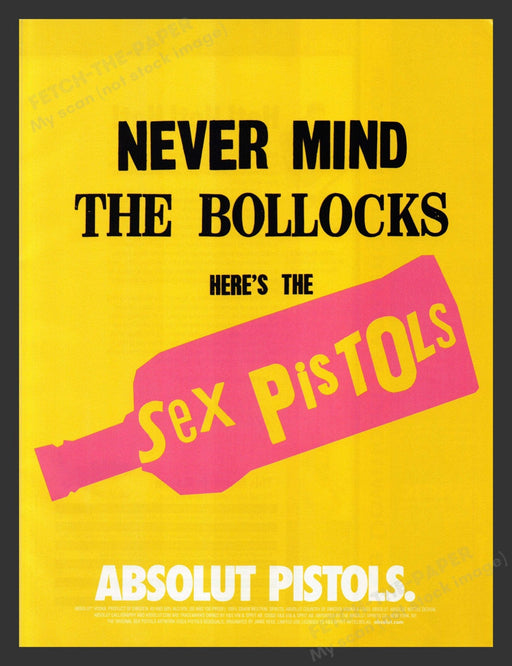 2002 Sex Pistols Absolut Pisols Alcohol Print Advertisement.