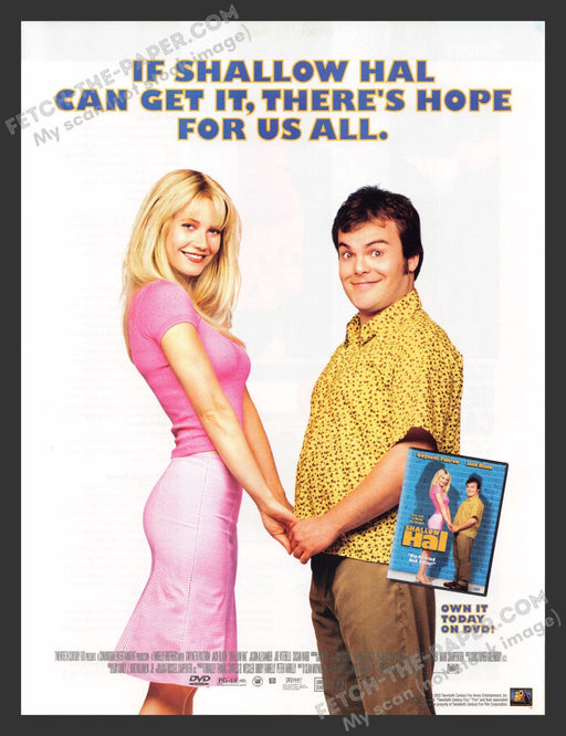 2002 Print Advertisement Shallow Hal Movie Release Jack Black Gwenyth Paltrow.