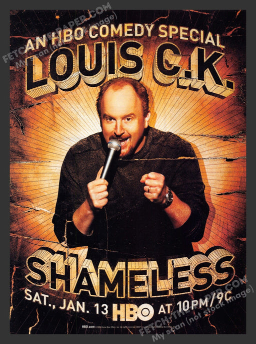2007 Print Advertisement Shameless HBO Special Louis C.K. Celebrity Ad.