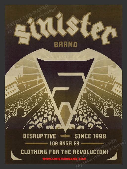 2005 Sinister Brand Clothing Discruptive Since 1998 Print Advertisement Ad.