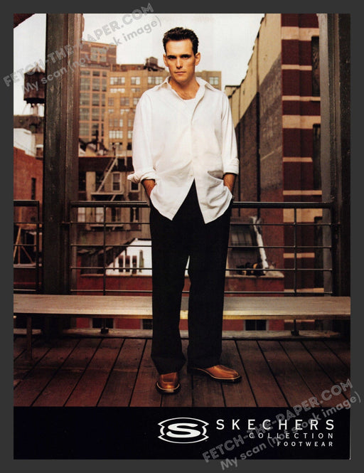 2001 Print Advertisement Skechers Footwear Actor Matt Dillon City Buildings Ad.