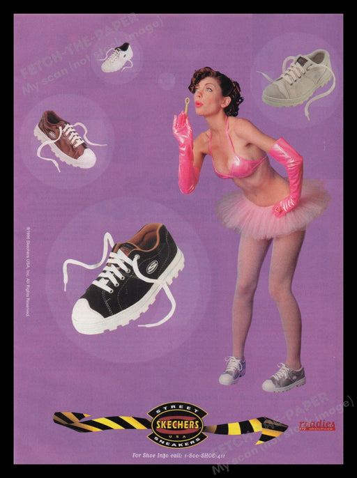Skechers Shoes 1990s Print Advertisement Ad 1996 Legs Model Tutu Bikini Top Fetch the Paper!