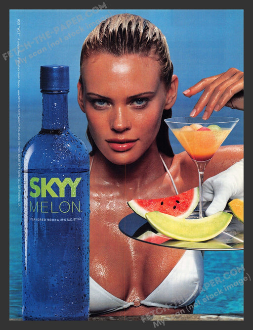2005 Print Advertisement Skyy Melon Vodka Sexy Bikini #50 "Wet" Alcohol Ad.