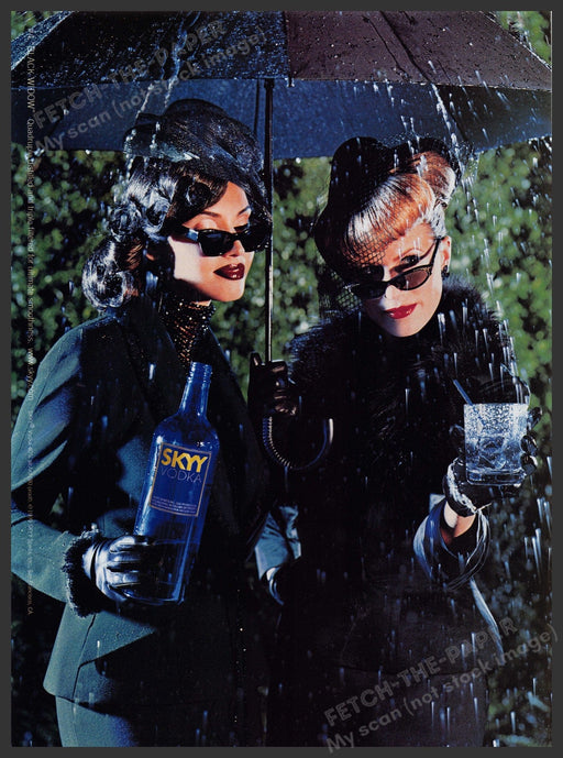 Skyy Vodka 1990s Print Advertisement Ad 1999 #4 Black Widow Women Fetch the Paper!
