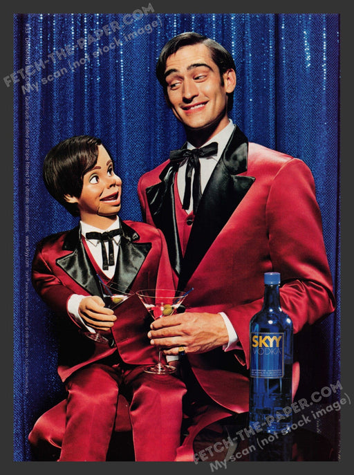 1999 Skyy Vodka #33 Drinking Buddies Puppet Puppeteer Print Advertisement Ad.