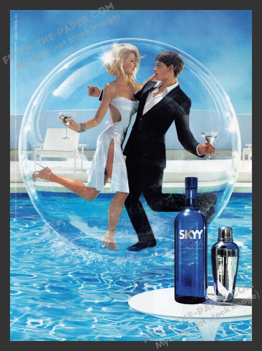 2006 Print Advertisement Skyy Vodka #35 "Bubble Over" Sexy Girl Pool Alcohol Ad.