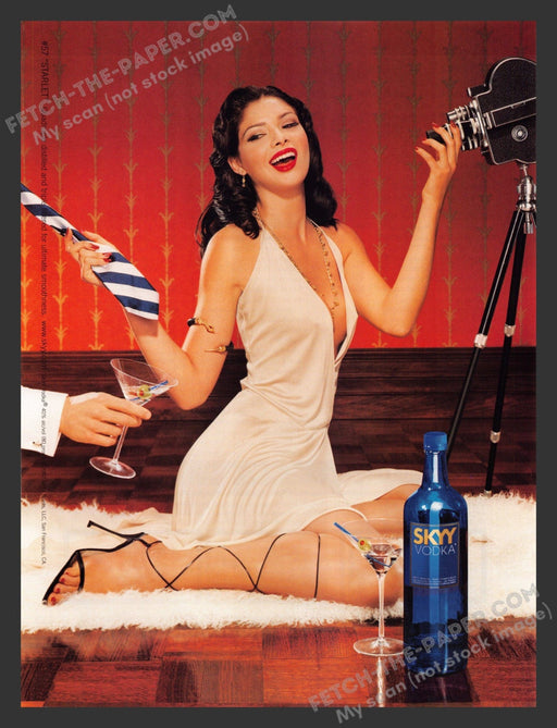 2002 Skyy Vodka #57 "Starlet" Sexy Girl on Rug Alcohol Print Advertisement.