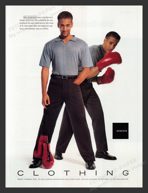 2000 Slates Clothing Max Kellerman ESPN2 Sports Print Advertisement Ad.