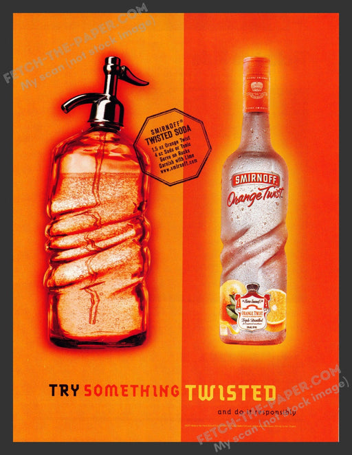 2001 Print Advertisement Smirnoff Orange Twist Vodka Alcohol Ad.