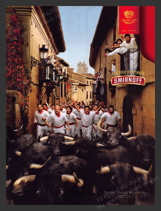 2002 Smirnoff Running of the Bulls Print Advertisement Ad