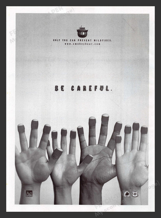 2003 Smokey the Bear Prevent Wildfires Finger Matches Print Advertisement Ad