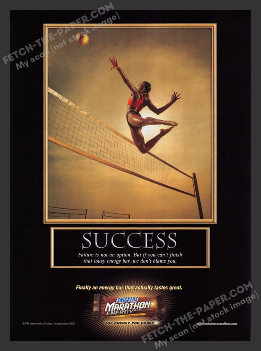 2008 Print Advertisement Snickers Marathon Energy Bar Success Volleyball Food Ad.