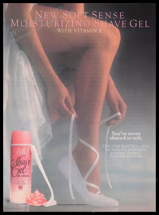 Soft Sense Shave Gel 1980s Print Advertisement Ad 1989 Legs Ballerina Fetch the Paper!