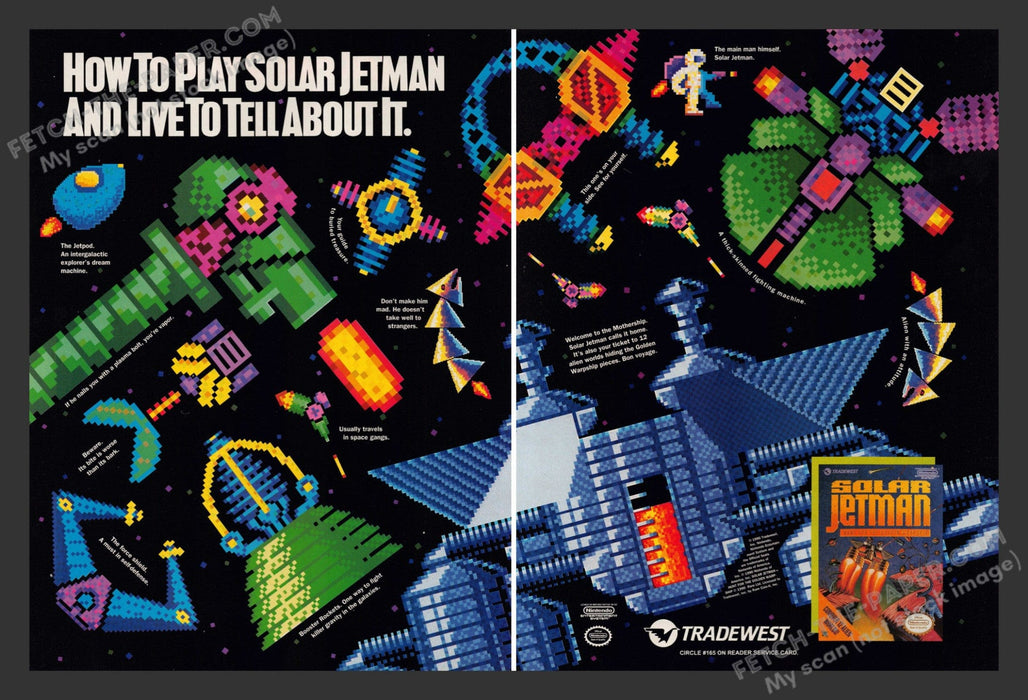 1990 Print Advertisement 2 Page Solar Jetman Video Game Ad.