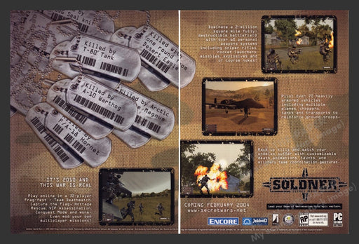 2004 Soldner: Secret Wars Video Game Print Advertisement (2 Pages)