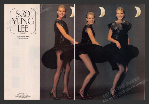 Soo Yung Lee Dress Hosiery Legs Model 1980s Print Advertisement (2 Pages) 1983 Fetch the Paper!