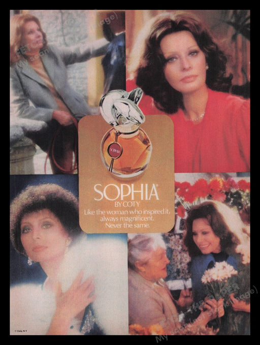 Sophia By Coty 1980s Print Advertisement Ad 1981 Loren Actress Perfume Promo Fetch the Paper!