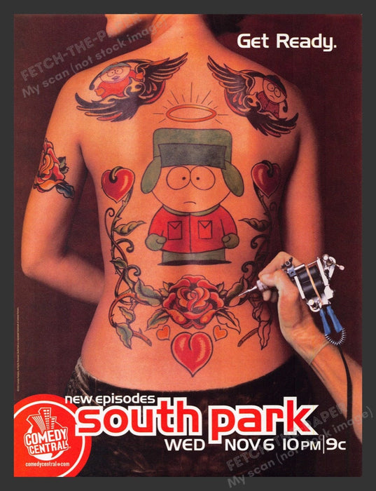 2002 South Park Comedy Central Back Tattoo Print Advertisement Ad