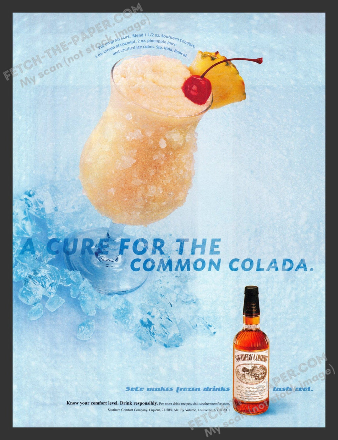 Southern Comfort Colada Recipe 2001 Vintage Print Ad — Fetch-the-Paper