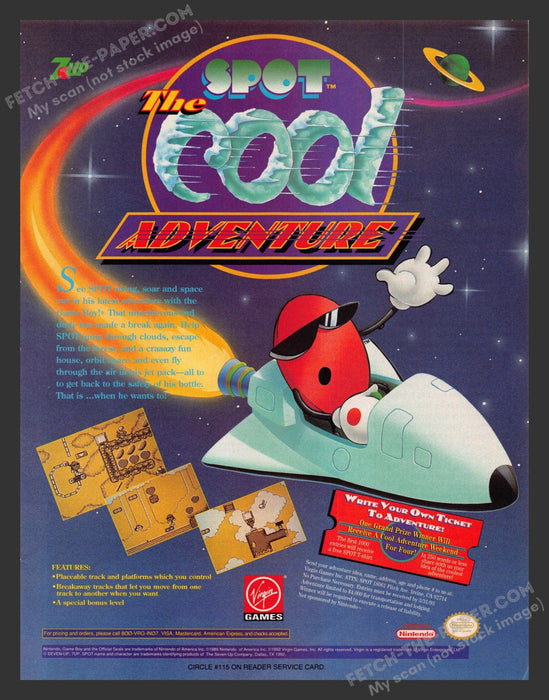1992 Print Advertisement Spot: The Cool Adventure Video Game Ad.