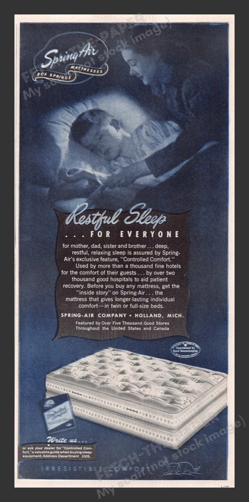 1948 Spring Air Box Spring Mattress Color Print Advertisement Ad