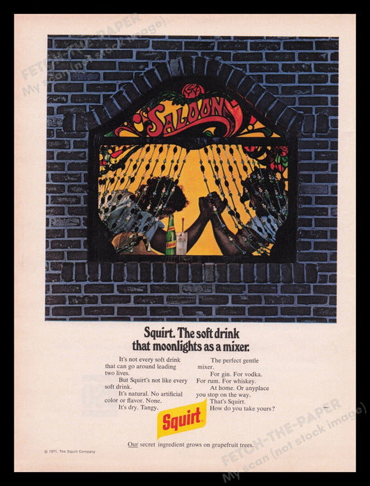 Squirt Soft Drink 1970s Print Advertisement Ad 1972 Arm Wrestling Soda Pop Fetch the Paper!