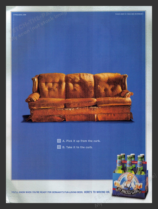2003 St. Pauli Girl Beer Alcohol Old Couch Print Advertisement Ad.