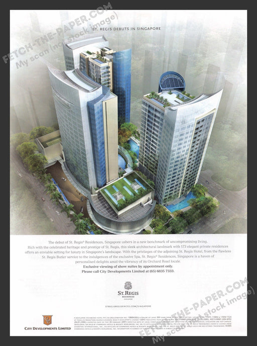 2007 Print Advertisement St. Regis Residences Singapore Travel International Ad.