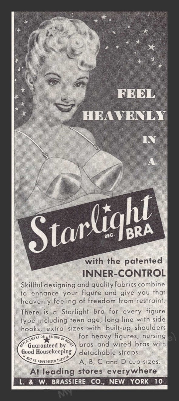 Bra Advertisement Starlight Bra Feel Heavenly 1940s Print Advertisement Ad 1948 — Fetch ...