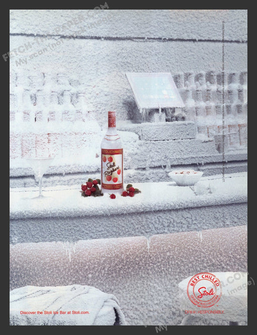 2005 Print Advertisement Stolichnaya Razberi Raspberry Ice Bar Alcohol Ad.