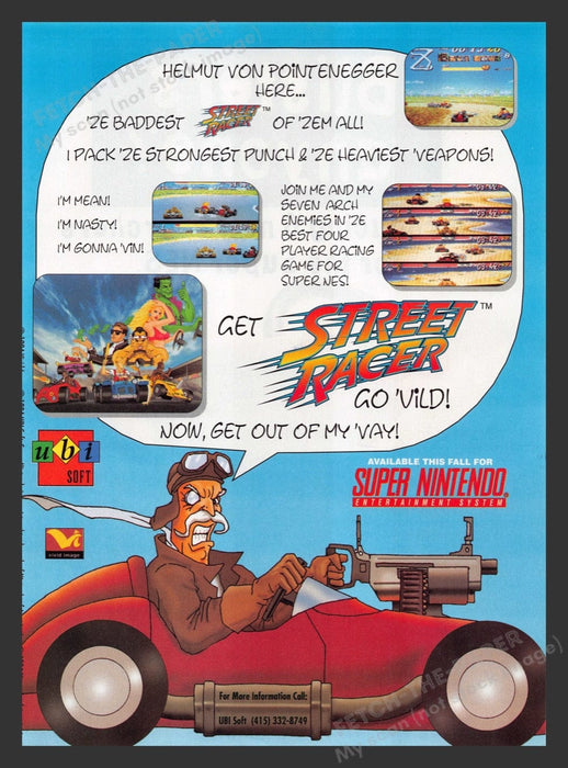 1994 Street Racer Helmut Von Pointenegger Video Game Print Advertisement