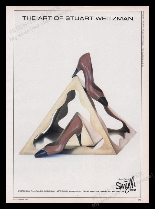 Stuart Weitzman Shoes 1980s Print Advertisement Ad 1987 Heels Pumps Fetch the Paper!