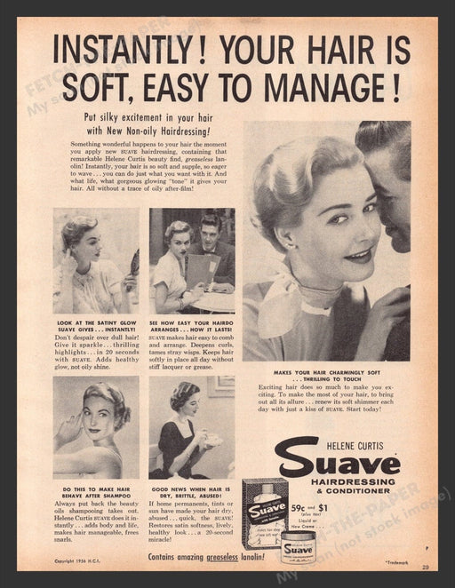 1956 Suave Hairdressing & Conditioner Print Advertisement Ad