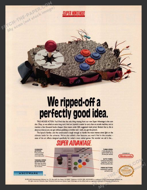 1992 Print Advertisement Supder Advantage Arcade Controller Video Game Ad.