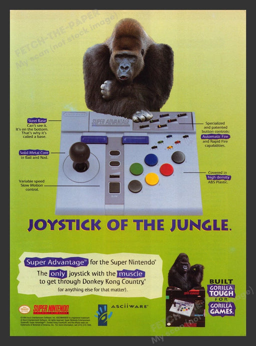 1994 Super Advantage Joystick of the Jungle Video Game Print Advertisement