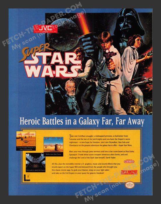 Super Star Wars Video Game 1990s Print Advertisement Ad 1993 Fetch the Paper!