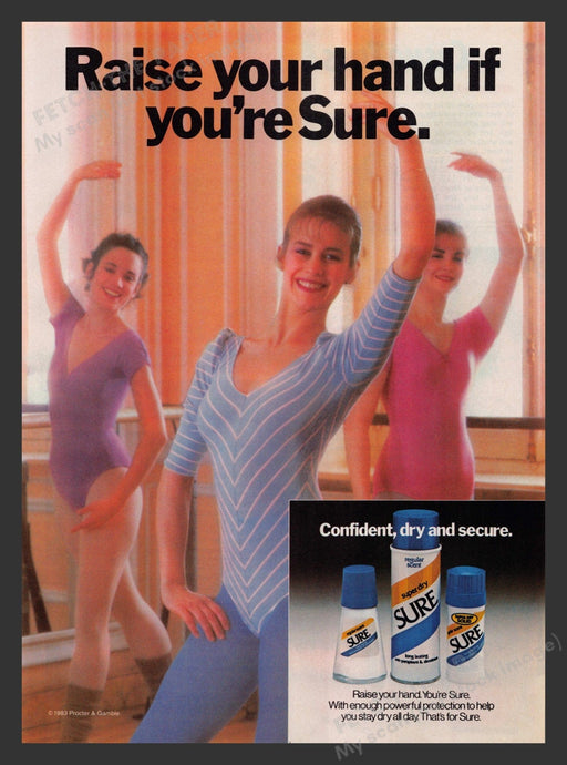 Sure Deodorant Ballerinas 1980s Print Advertisement Ad 1983 Fetch the Paper!