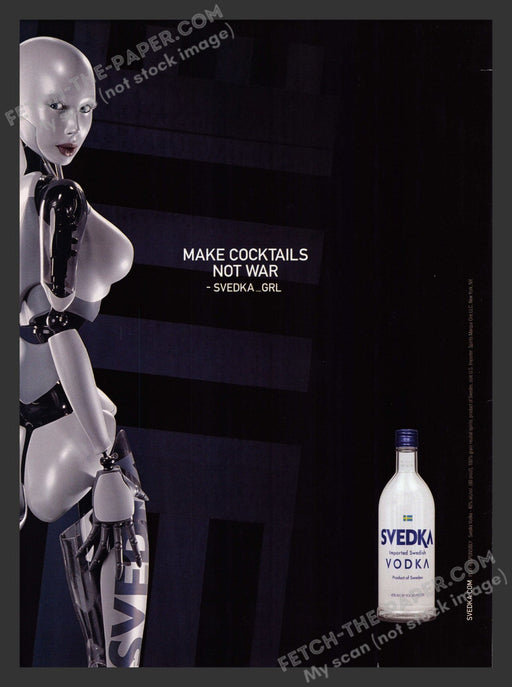 2007 Print Advertisement Svedka Swedish Vodka Robot Girl Alcohol Ad.
