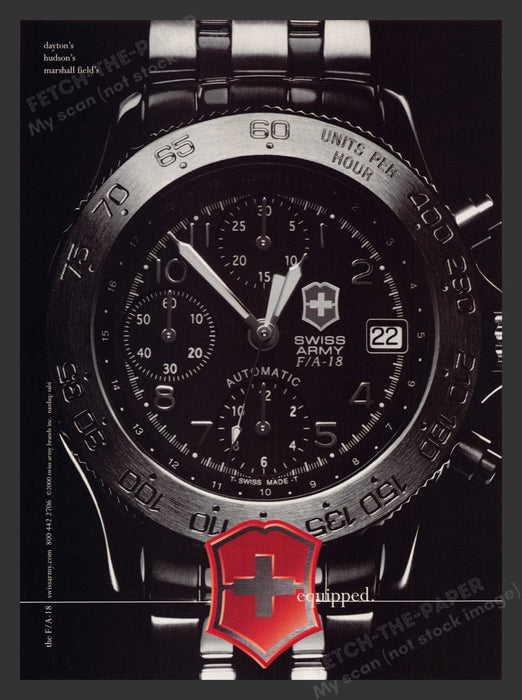 2000 Swiss Army Watch F/A-18 Print Advertisement Ad