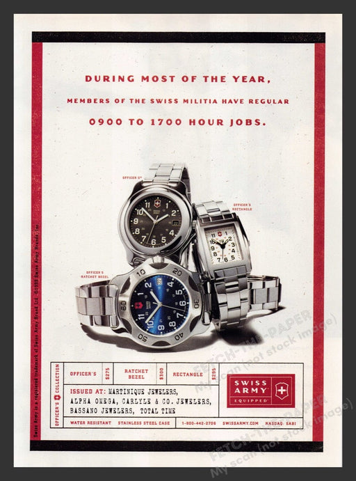 1999 Swiss Army Watch Officer's Series Print Advertisement Ad