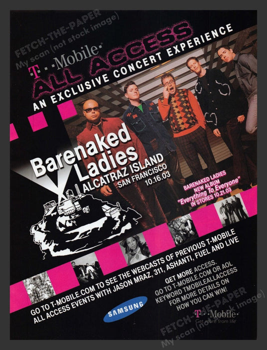 2003 T Mobile Barenaked Ladies Alcatraz Island Concert Print Advertisement Ad