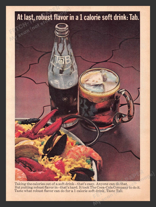 1965 Tab Soda from Coca-Cola Seafood Print Advertisement Ad