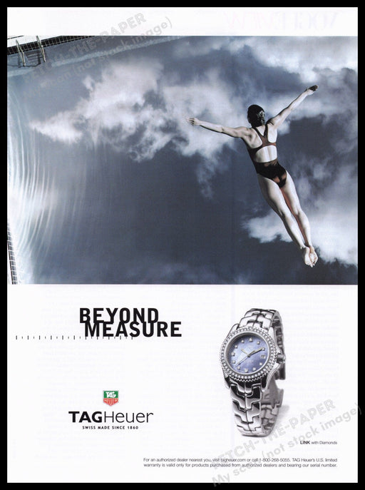 Tag Heuer Watch 2000s Print Advertisement Ad 2001 Swim Diver Fetch the Paper!