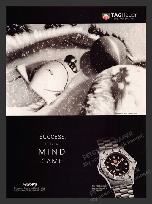 1996 Tag Heuer Watches Bobsledding 2000 Series Print Advertisement Ad