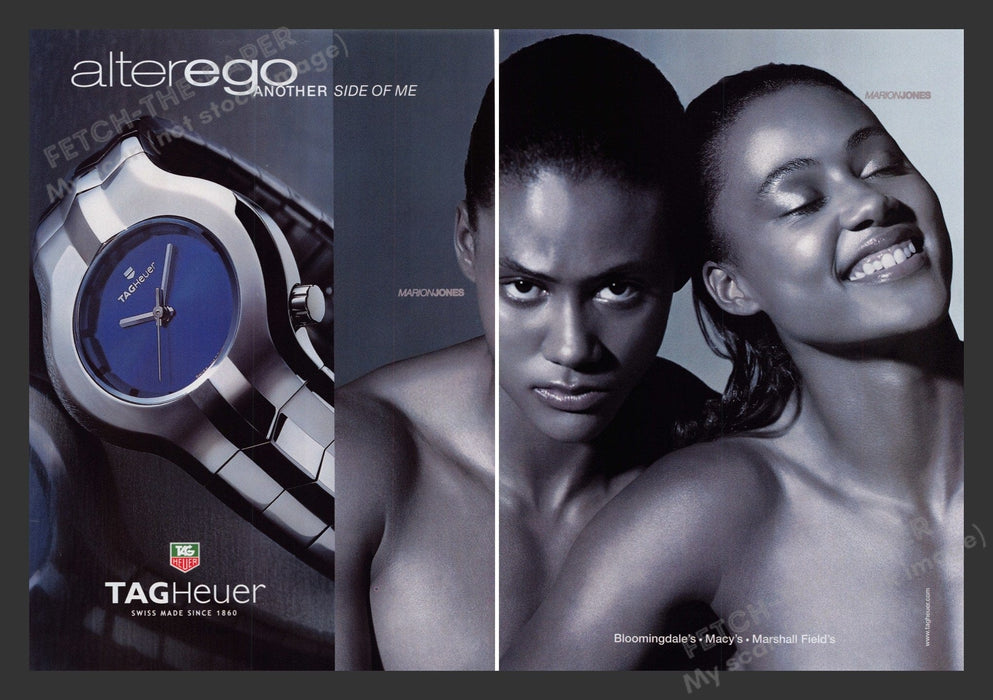 Tag Heuer Watch Marion Jones Alterego 2000s Print Advertisement (2 pages) 2001 Fetch the Paper!