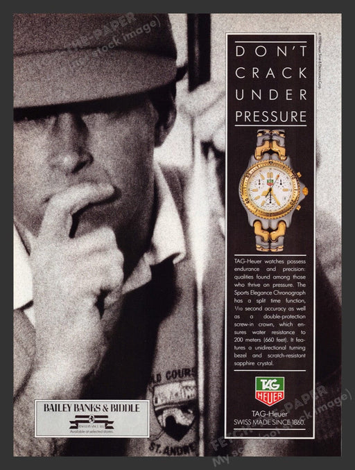 1990 Tag Heuer Watches Sports Elegance Chronograph Print Advertisement Ad